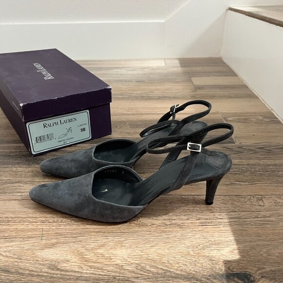 Ralph Lauren Suede Slingback with Ankle Straps - Picture 2 of 7